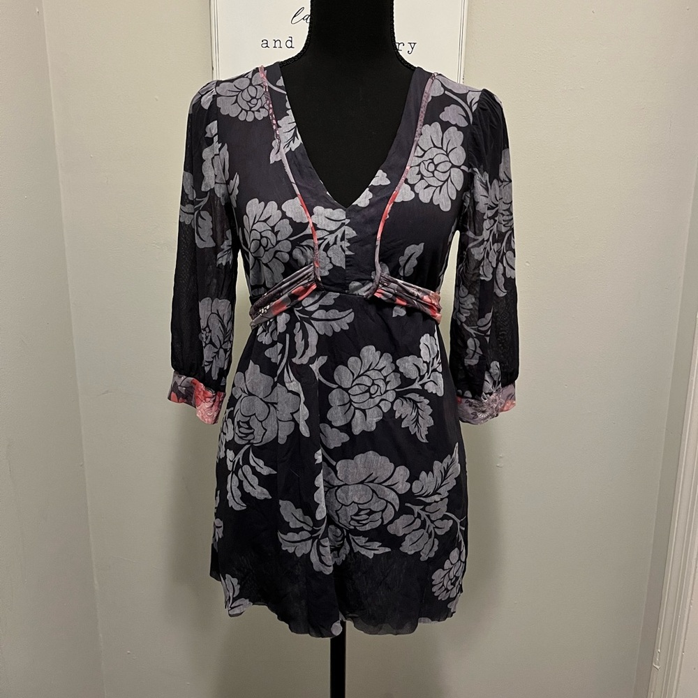 Grey Floral Blouse by Sweet Pea